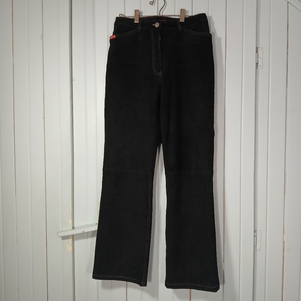 Vintage Dark navy suede High rise pants - Picture 2 of 10